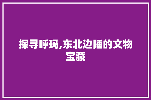 探寻呼玛,东北边陲的文物宝藏