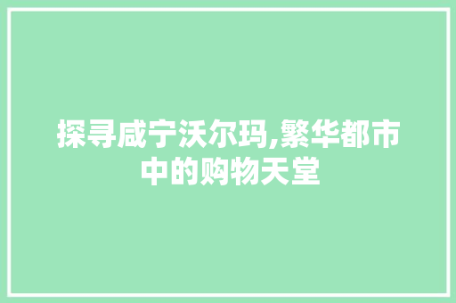 探寻咸宁沃尔玛,繁华都市中的购物天堂