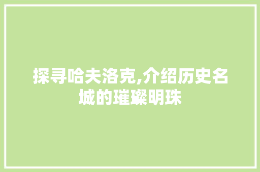 探寻哈夫洛克,介绍历史名城的璀璨明珠