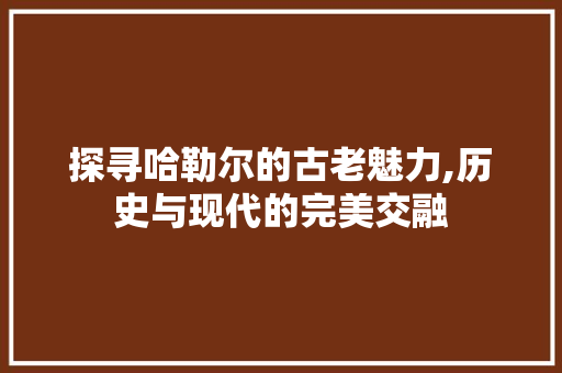 探寻哈勒尔的古老魅力,历史与现代的完美交融