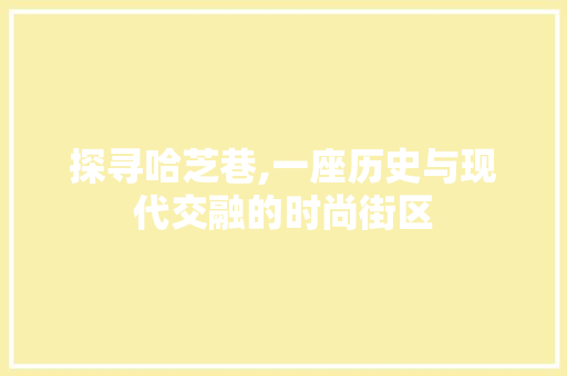 探寻哈芝巷,一座历史与现代交融的时尚街区