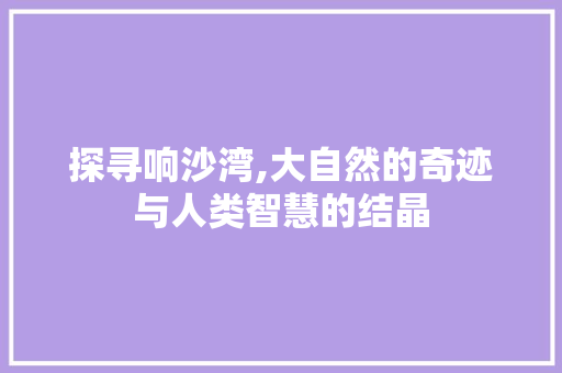 探寻响沙湾,大自然的奇迹与人类智慧的结晶