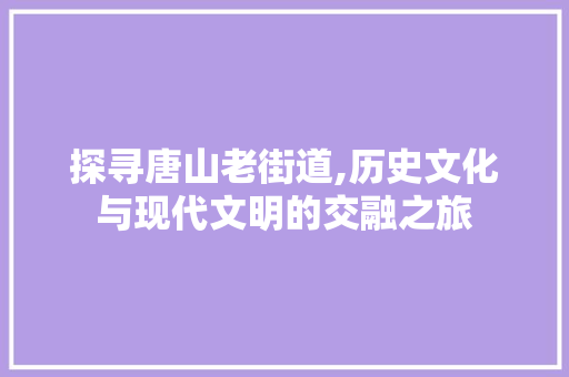 探寻唐山老街道,历史文化与现代文明的交融之旅