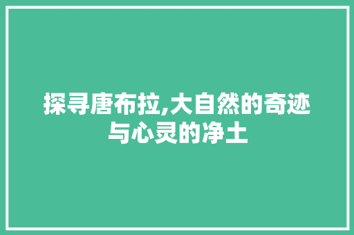 探寻唐布拉,大自然的奇迹与心灵的净土