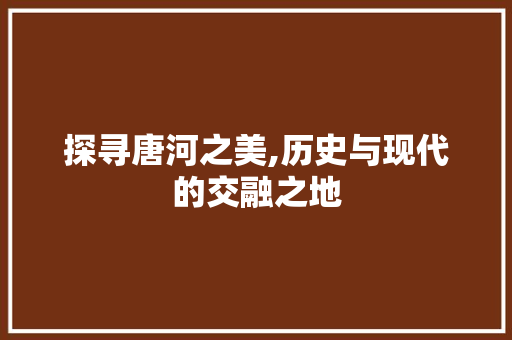 探寻唐河之美,历史与现代的交融之地