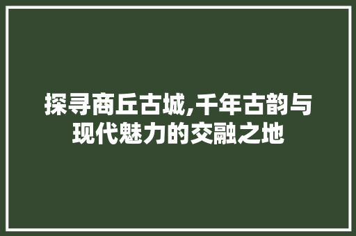 探寻商丘古城,千年古韵与现代魅力的交融之地