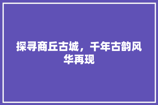 探寻商丘古城，千年古韵风华再现