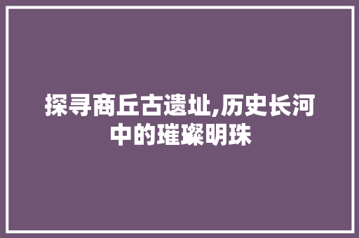 探寻商丘古遗址,历史长河中的璀璨明珠