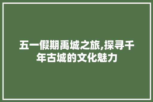 五一假期禹城之旅,探寻千年古城的文化魅力