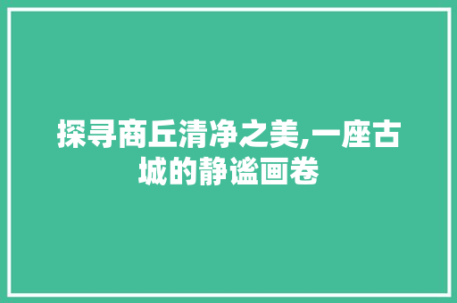 探寻商丘清净之美,一座古城的静谧画卷