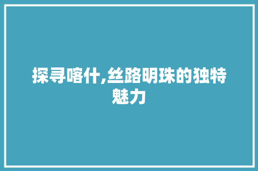 探寻喀什,丝路明珠的独特魅力