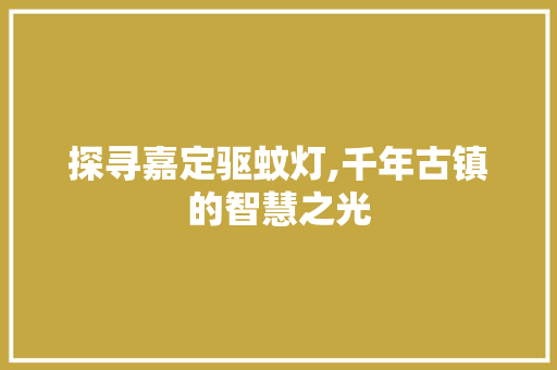 探寻嘉定驱蚊灯,千年古镇的智慧之光