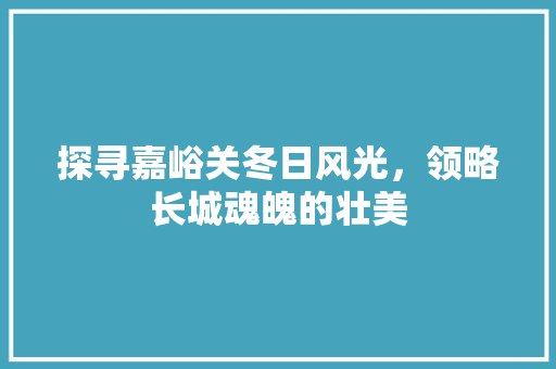 探寻嘉峪关冬日风光，领略长城魂魄的壮美