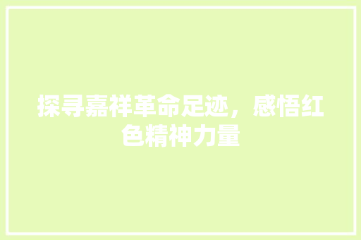 探寻嘉祥革命足迹，感悟红色精神力量