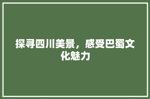 探寻四川美景，感受巴蜀文化魅力