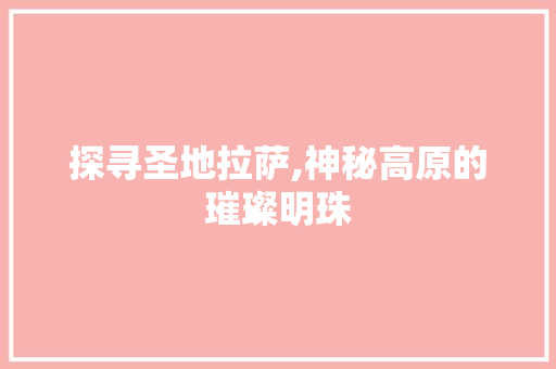 探寻圣地拉萨,神秘高原的璀璨明珠