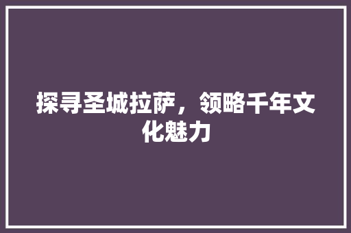 探寻圣城拉萨，领略千年文化魅力