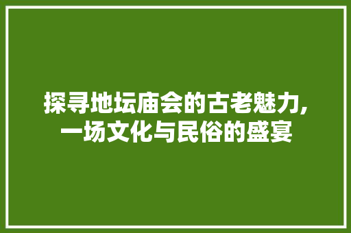 探寻地坛庙会的古老魅力,一场文化与民俗的盛宴