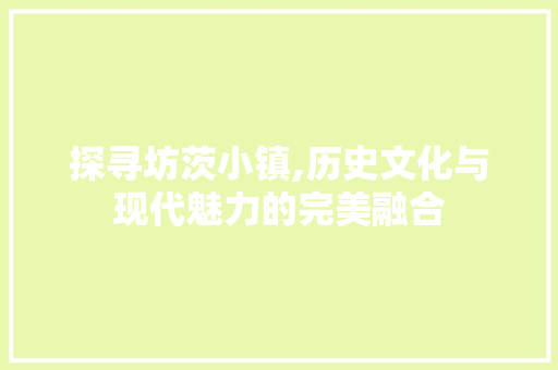 探寻坊茨小镇,历史文化与现代魅力的完美融合