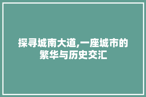 探寻城南大道,一座城市的繁华与历史交汇