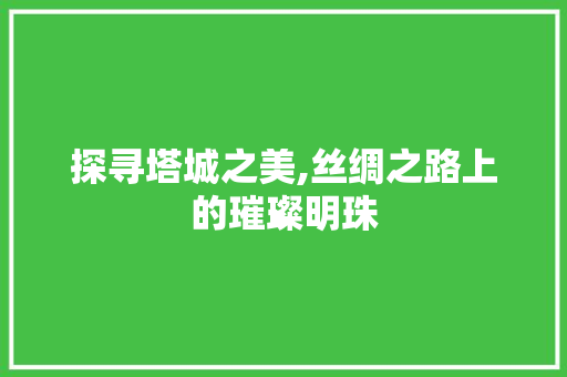 探寻塔城之美,丝绸之路上的璀璨明珠