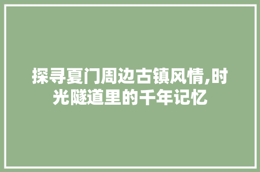 探寻夏门周边古镇风情,时光隧道里的千年记忆