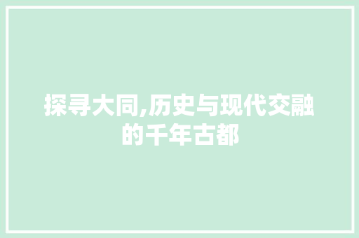 探寻大同,历史与现代交融的千年古都