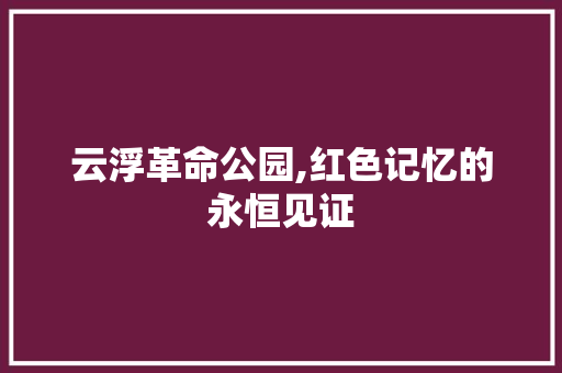 云浮革命公园,红色记忆的永恒见证