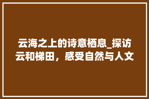 云海之上的诗意栖息_探访云和梯田，感受自然与人文的交融