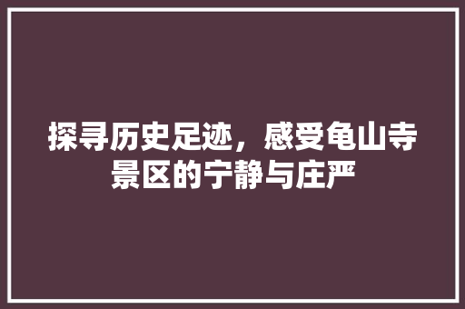 探寻历史足迹，感受龟山寺景区的宁静与庄严