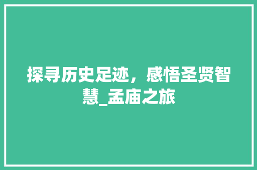 探寻历史足迹，感悟圣贤智慧_孟庙之旅