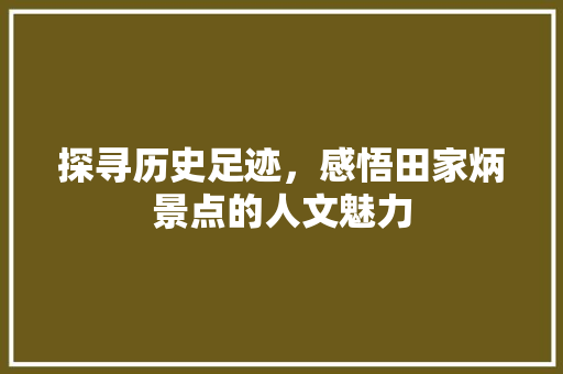 探寻历史足迹，感悟田家炳景点的人文魅力