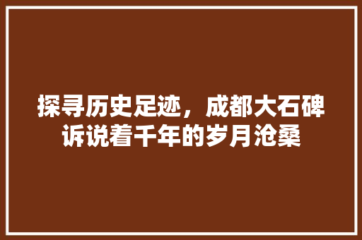 探寻历史足迹，成都大石碑诉说着千年的岁月沧桑