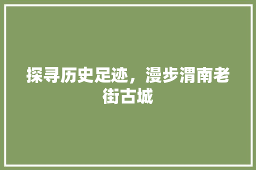 探寻历史足迹，漫步渭南老街古城