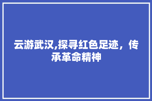 云游武汉,探寻红色足迹，传承革命精神  第1张