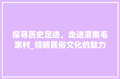 探寻历史足迹，走进渭南毛家村_领略民俗文化的魅力