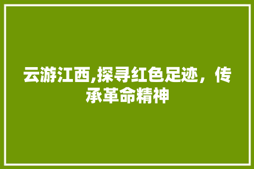 云游江西,探寻红色足迹，传承革命精神  第1张