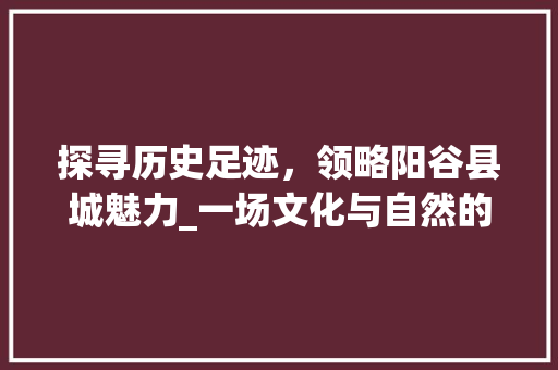 探寻历史足迹，领略阳谷县城魅力_一场文化与自然的盛宴