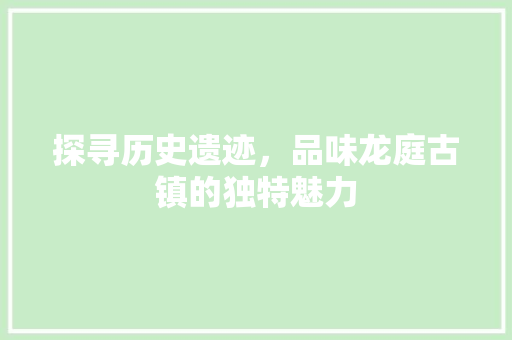 探寻历史遗迹，品味龙庭古镇的独特魅力