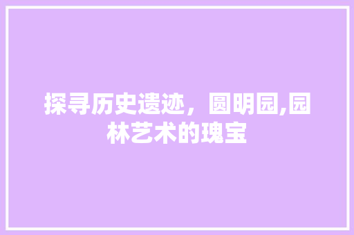 探寻历史遗迹，圆明园,园林艺术的瑰宝