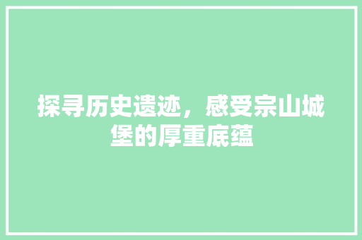 探寻历史遗迹，感受宗山城堡的厚重底蕴