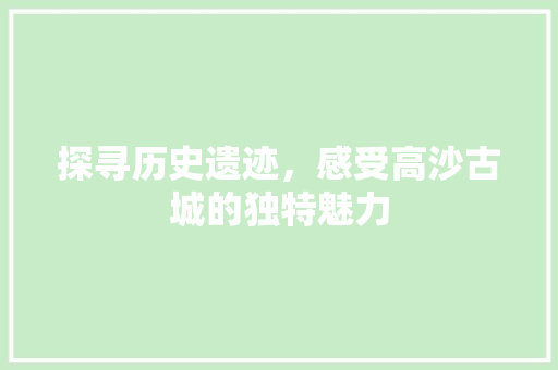 探寻历史遗迹，感受高沙古城的独特魅力