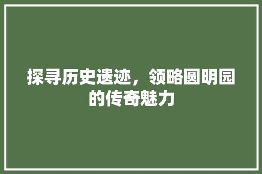 探寻历史遗迹，领略圆明园的传奇魅力