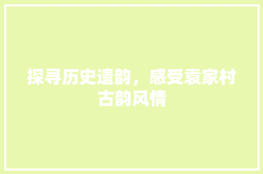 探寻历史遗韵，感受袁家村古韵风情