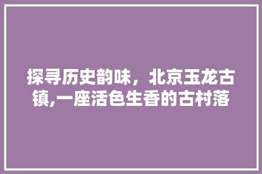 探寻历史韵味，北京玉龙古镇,一座活色生香的古村落