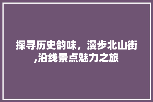 探寻历史韵味，漫步北山街,沿线景点魅力之旅