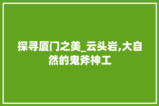 探寻厦门之美_云头岩,大自然的鬼斧神工