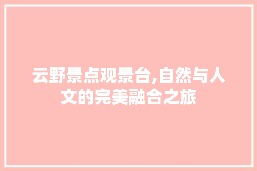 云野景点观景台,自然与人文的完美融合之旅