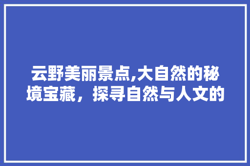 云野美丽景点,大自然的秘境宝藏，探寻自然与人文的交融之美  第1张