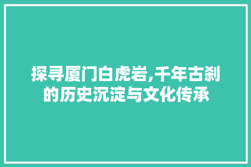 探寻厦门白虎岩,千年古刹的历史沉淀与文化传承